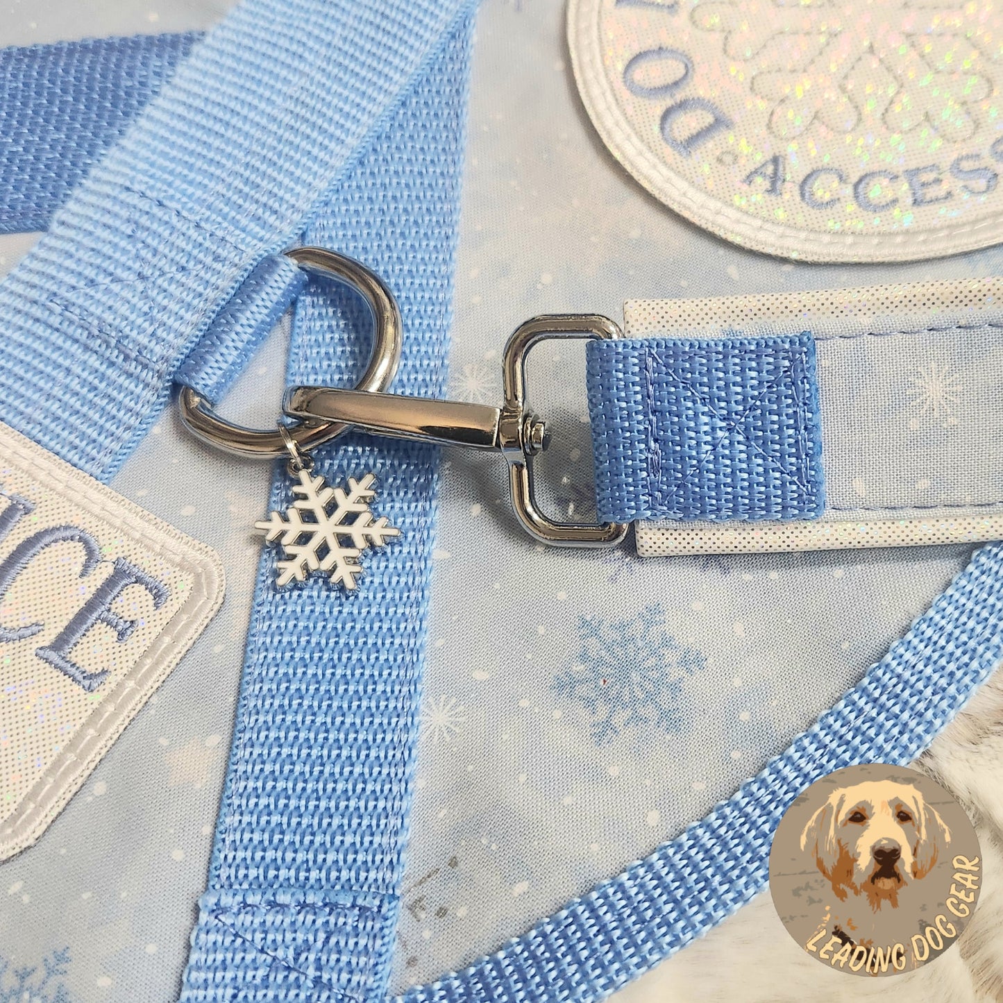 Blue Winter Snowflake Hybrid Service Dog Harness